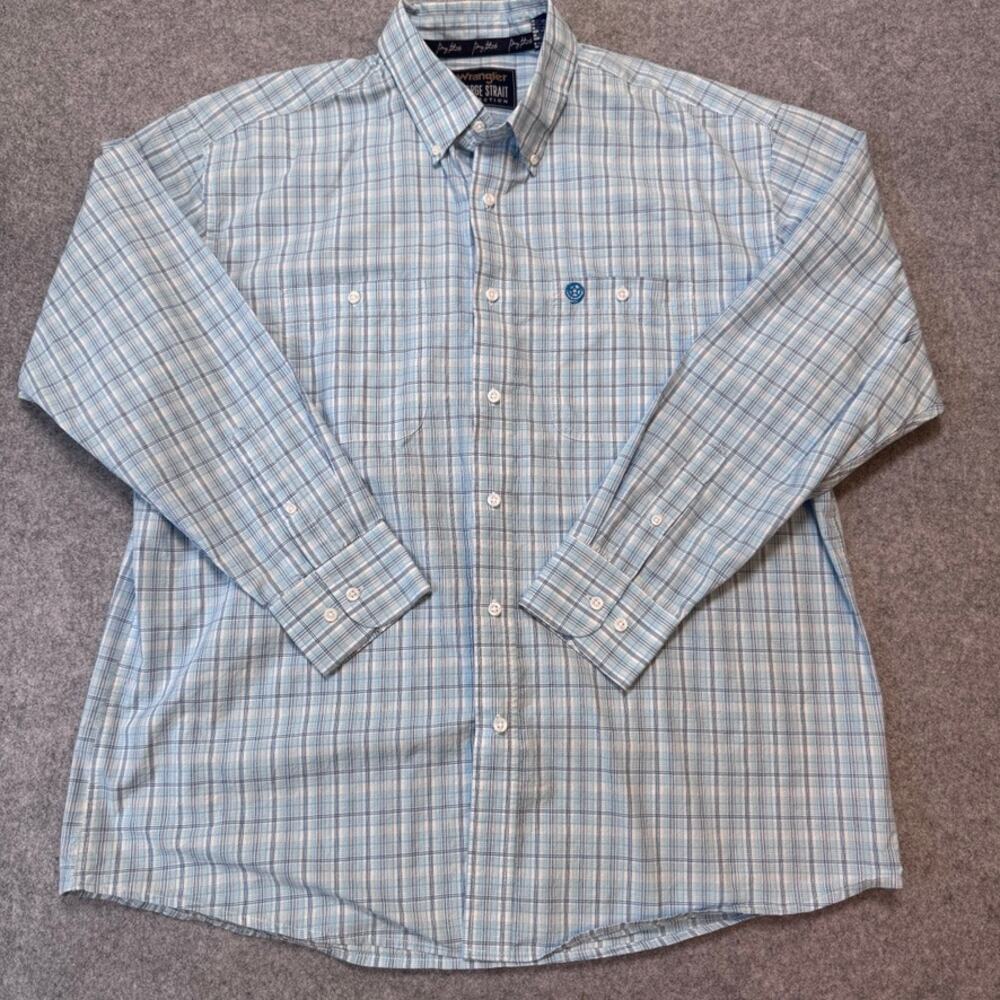 Wrangler George Strait Collection Men’s XL Blue Plaid Western Button Shirt